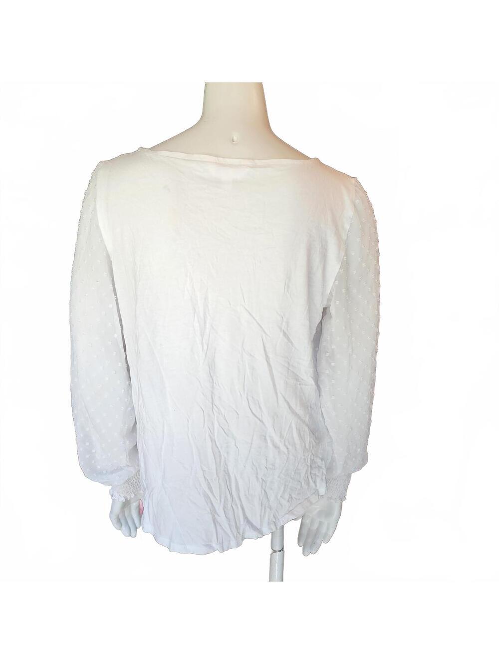 Lauren Conrad White Sheer Textured Long Sleeve Blouse Size M - Picture 5 of 6